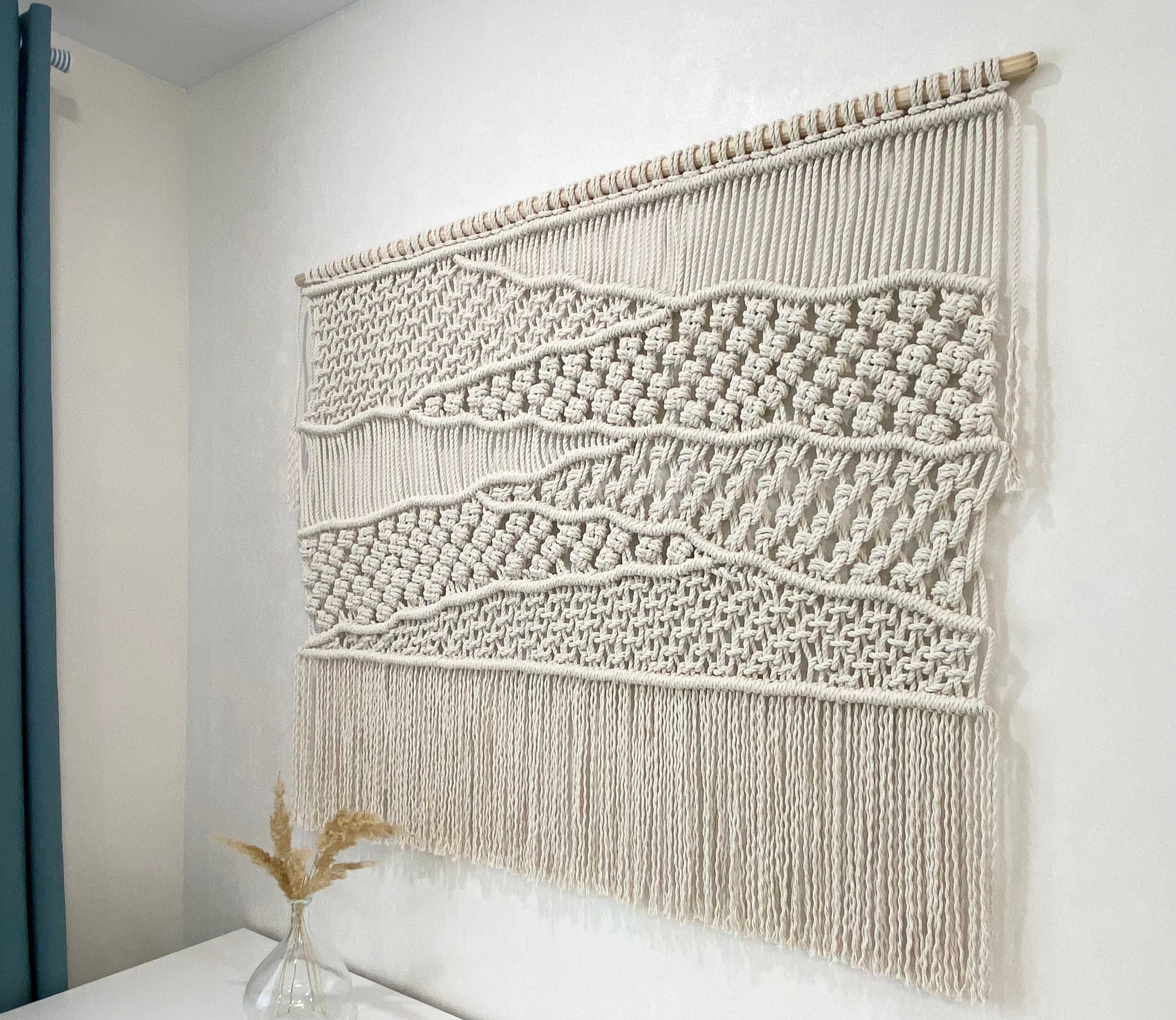 Champracer Makramee Wandbehang 100x80cm - Handgemachte Boho Deko