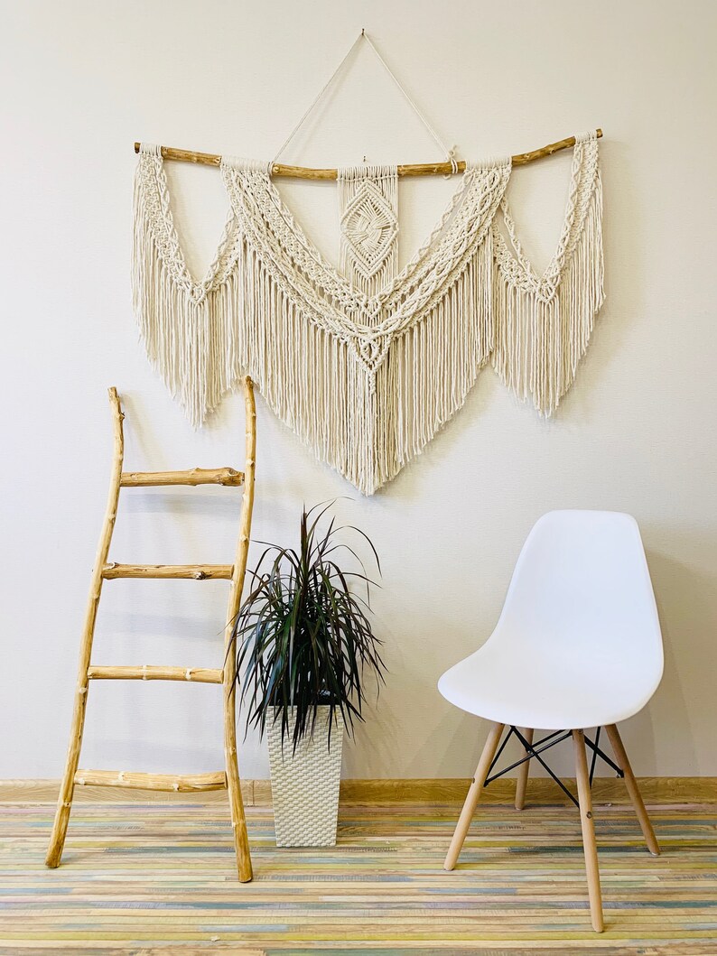 Extra large macrame wall hanging on wood branches 55 inches Etsy