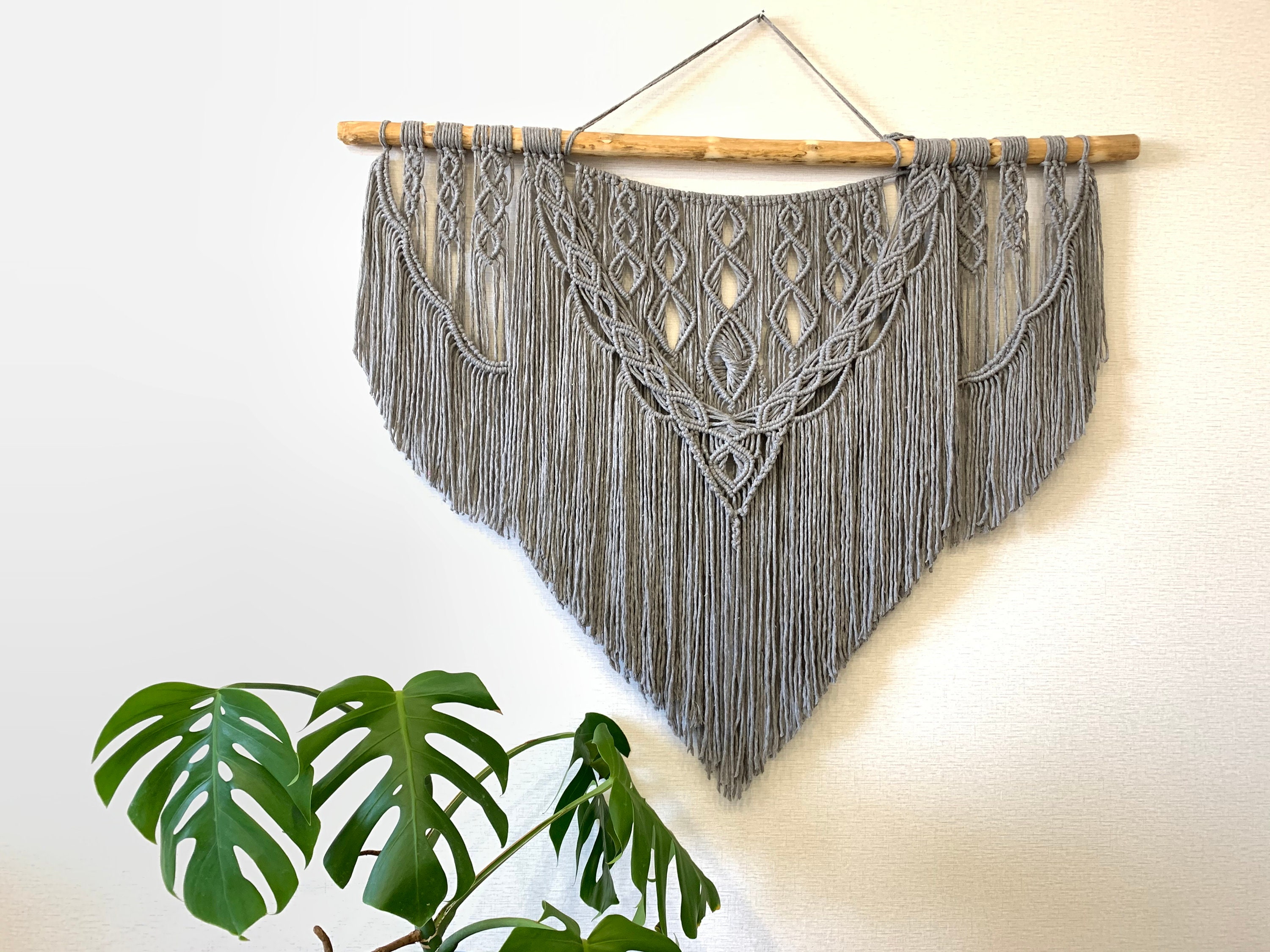 Macrame Wall Hanging on Wood Branches Macrame Headboard Etsy