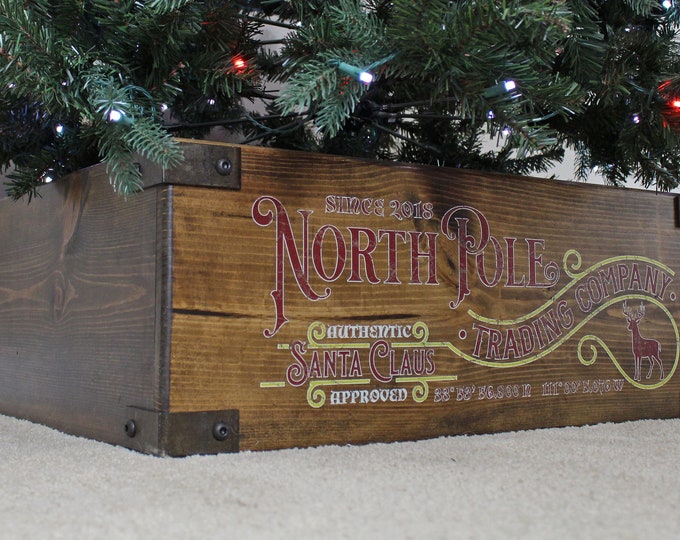 Christmas Tree Box Skirt Replacement Wood Crate North Pole Trading Co