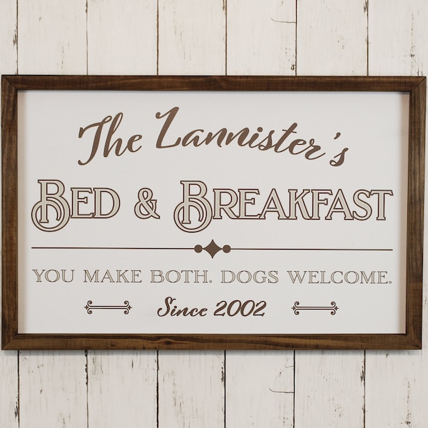Custom Bed and Breakfast Sign, Farmhouse, Personalized, Large, Small, Medium, Bed Breakfast Family Name Sign, Breakfast Sign, Farmhouse Sign