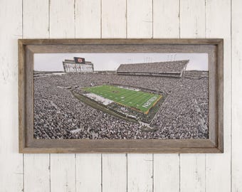 Jordan-Hare Stadium, Auburn, AL - Original Artwork - Auburn Tigers Football Stadium - War Eagle Reclaimed Barnwood Framed Art - 24" x 12"