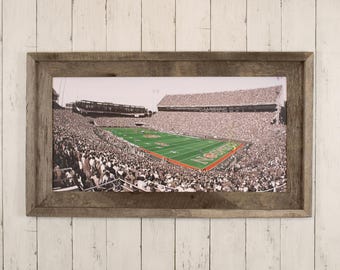 Frank Howard Field at Memorial Stadium on Clemson University Campus, Clemson, SC - Tigers Football Stadium - Original Art - Barn Wood Frame