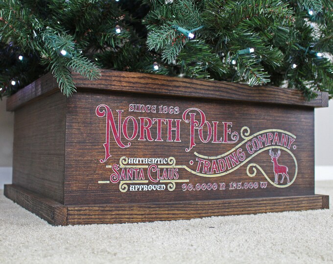 Christmas Tree Box Skirt Replacement Wood Crate North Pole Trading Co