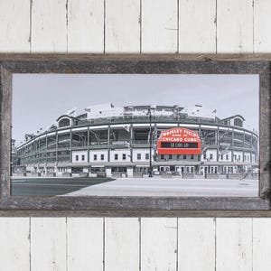 Wrigley Field - Chicago, IL Landmark- Home of the Chicago Cubs - Wrigley Field Marquee, Original Artwork - Reclaimed Barnwood Framed Art