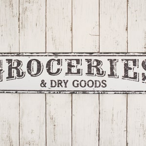 Groceries & Dry Goods Rustic Pantry Sign, Farmhouse Kitchen Decor, Kitchen Wall Hanging, Rustic Sign, Antique Style Kitchen Decor, Real Wood