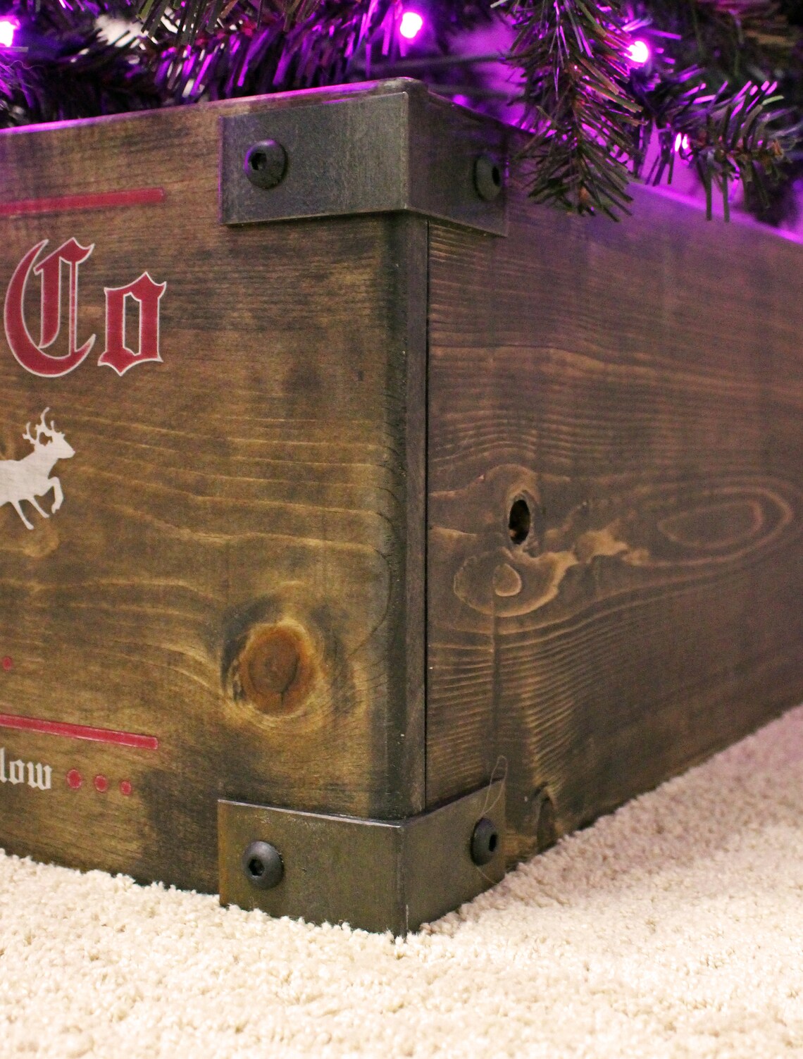 Christmas Tree Box Skirt Replacement Wood Crate Rudolph & Etsy