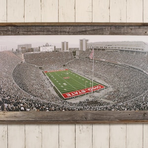 Columbus, OH - Ohio Stadium on Ohio State Campus - Buckeyes Football Stadium - Original Artwork - Reclaimed Barnwood Framed Art - Large Size