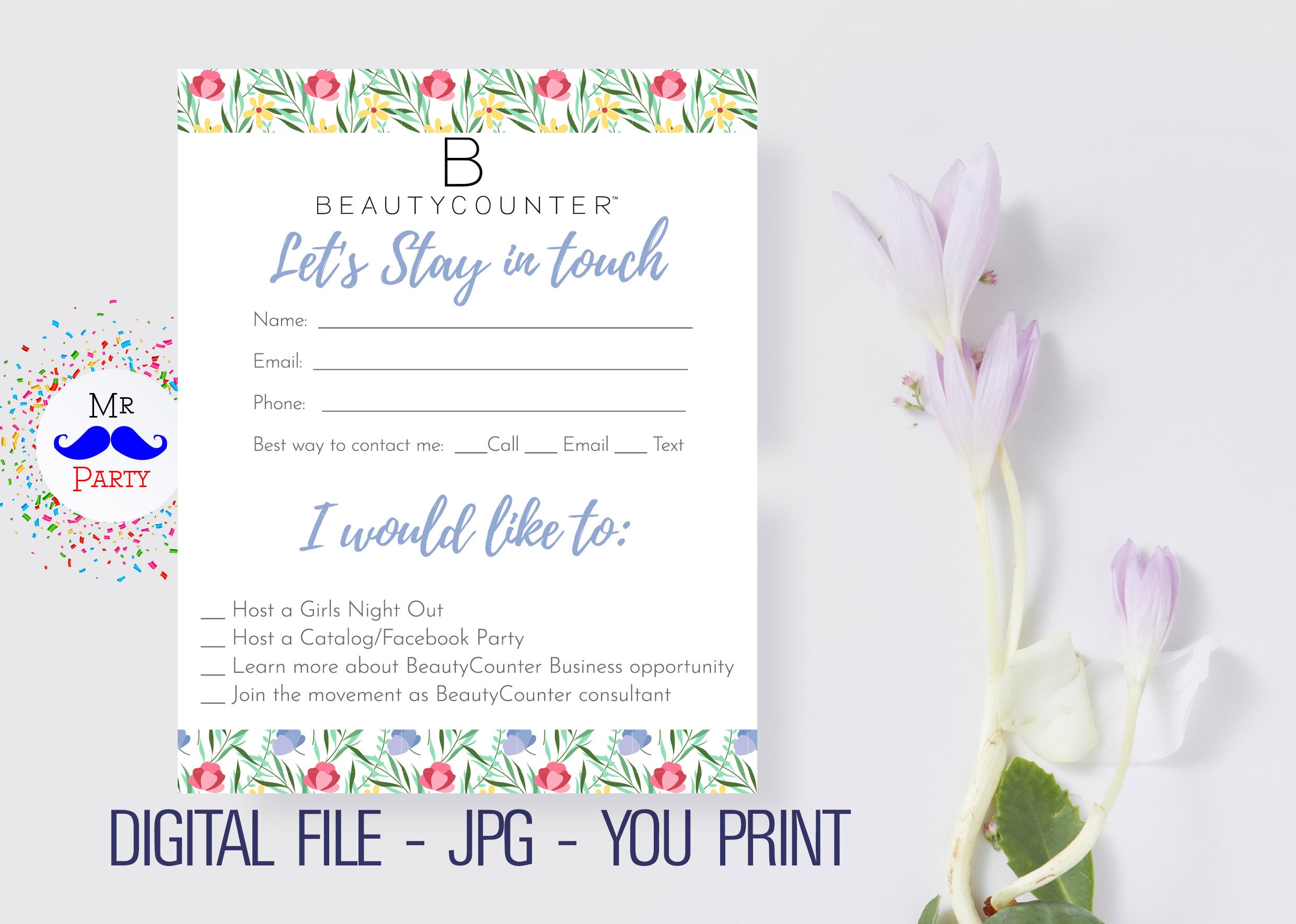 Beauty Counter Let stay in touch card. Digital files. Instant | Etsy