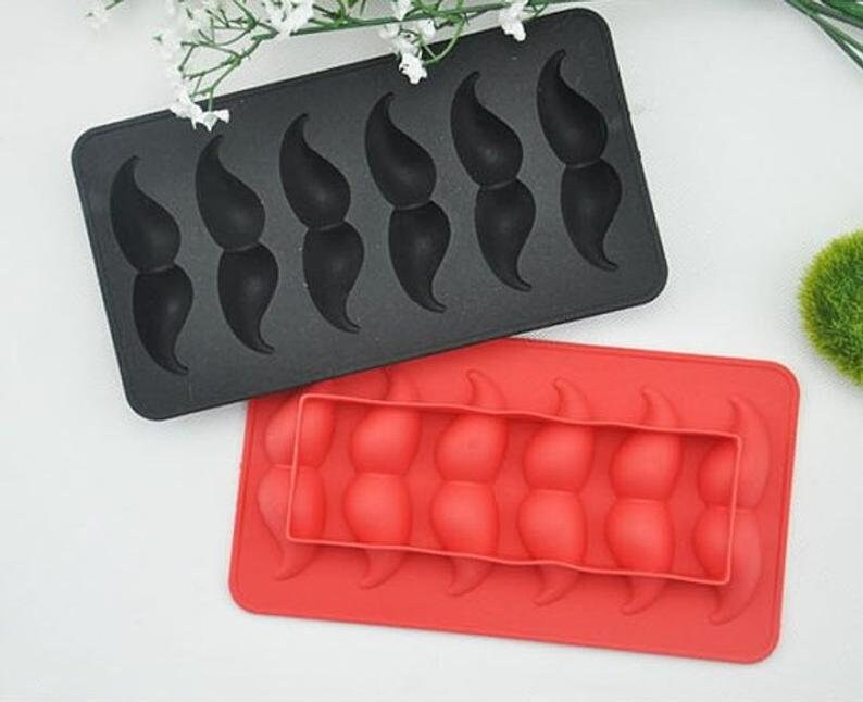 6-cavity Beard Ice Tray Ice Mold Flexible Silicone Mold Handmade DIY Mold