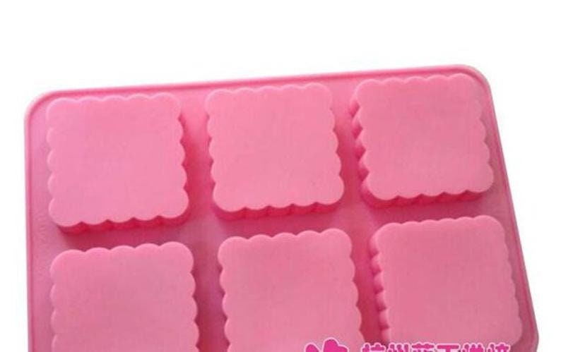 6-cavity Square Floral Cake Mold Flexible Silicone Soap Mold For Handmade Soap Candle Candy