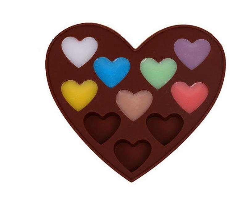 10-cavity Heart Cake Mold Flexible Silicone Soap Mold For Handmade Soap Candle Candy
