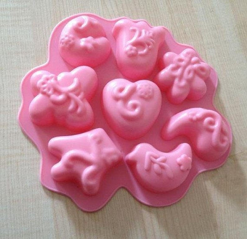 8-Flower Cake Molds Soap mold Flexible Silicone Mould polymer clay mold Cake Mould Resin Mold Biscuit Mold fimo mold Candle Mold Bakeware