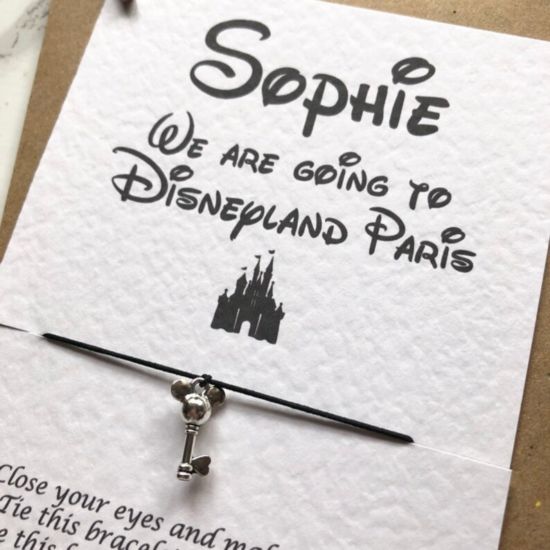 wishstring make a wish Personalised we are going to disneyland disneyworld keepsake wish bracelet holiday announcement disney reveal