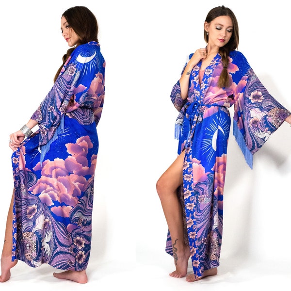 Embroidered Fringe Kimono
