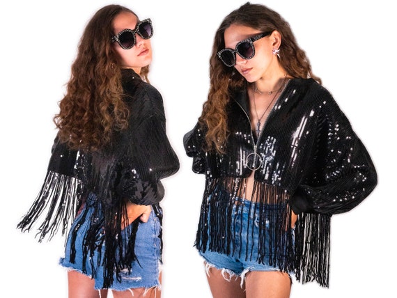 sequin tassel fringe jacket