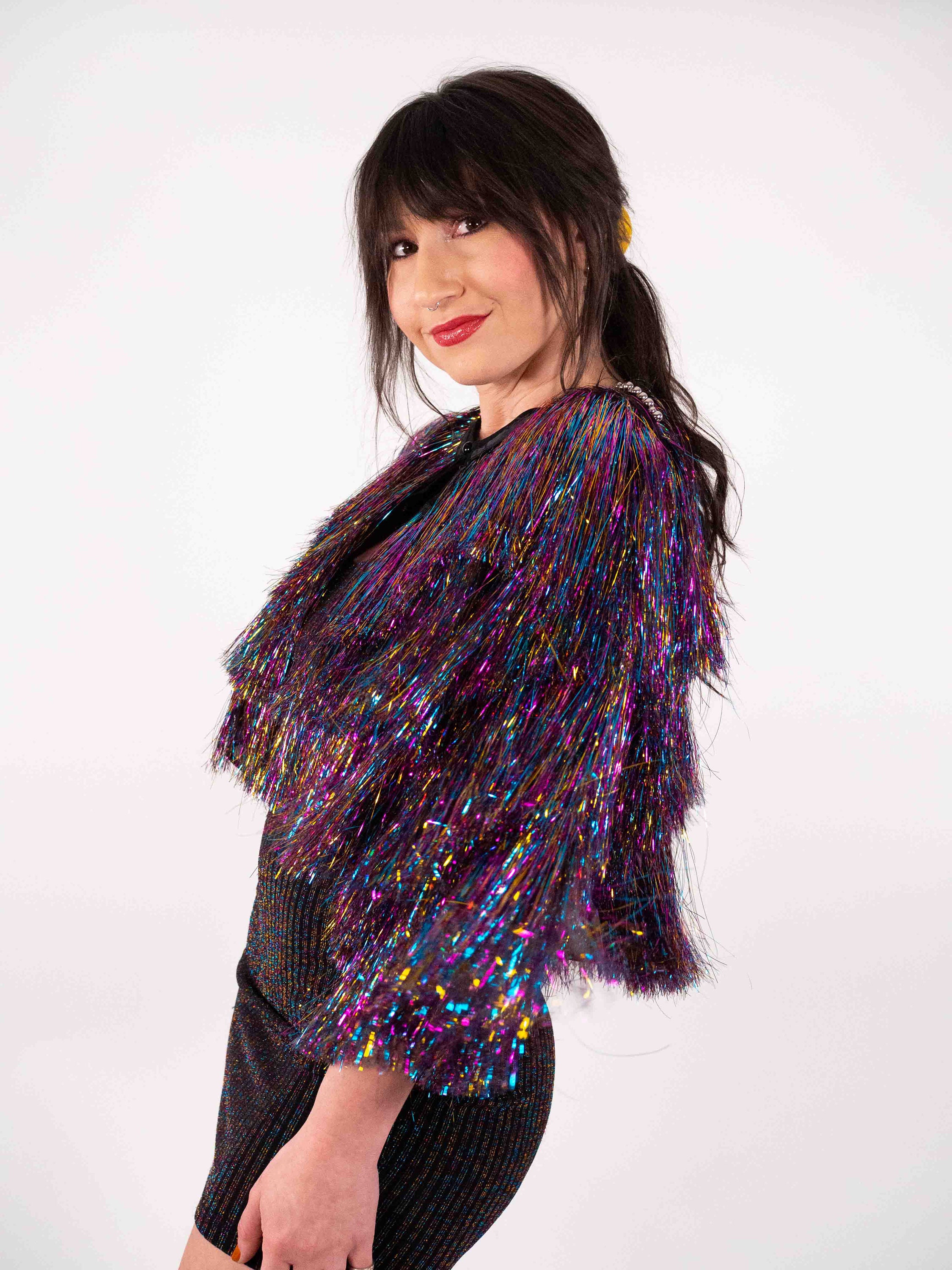 The Rebel Rainbow Tinsel Fringe Jacket