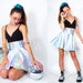 Galactic Holographic Leather Structure Circle Rave Skirt 
