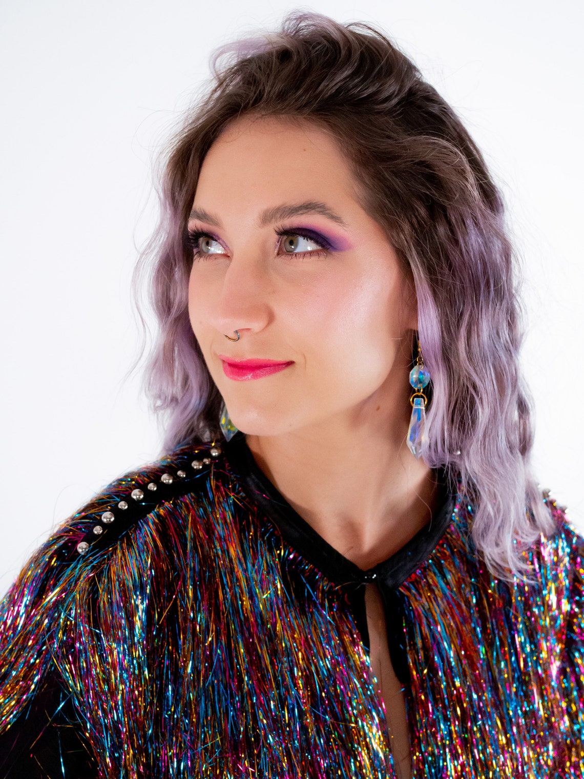 Rainbow Tinsel Fringe Studded Jacket Etsy Australia