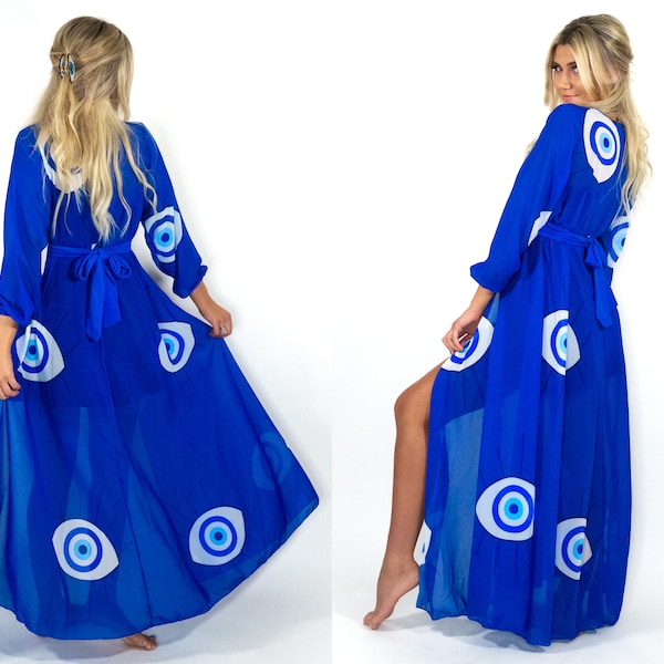 Ocean Eyes Cobalt Duster Wrap Dress