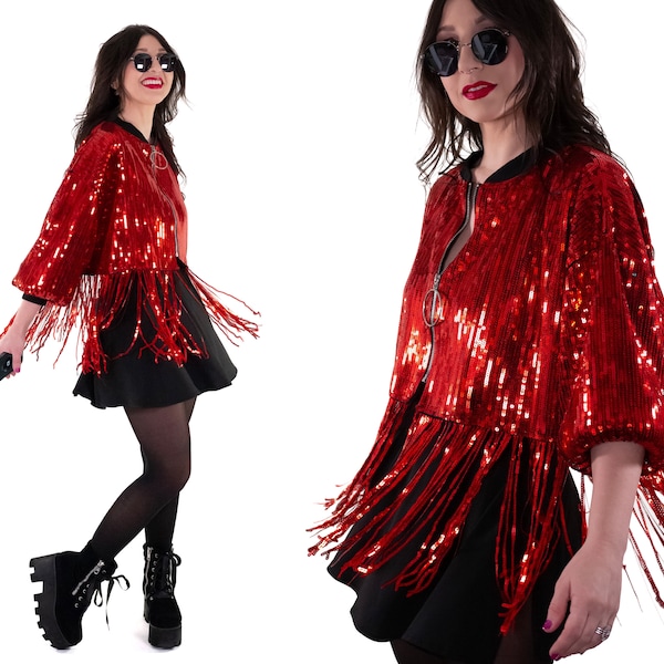 Shop Red Sequin Jacket Online Etsy