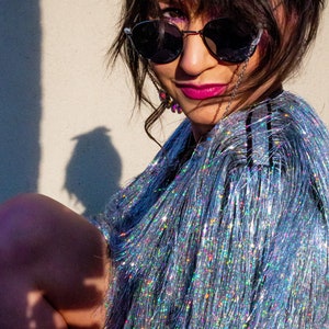 Holographic Tinsel Fringe Crop Karma Jacket image 4