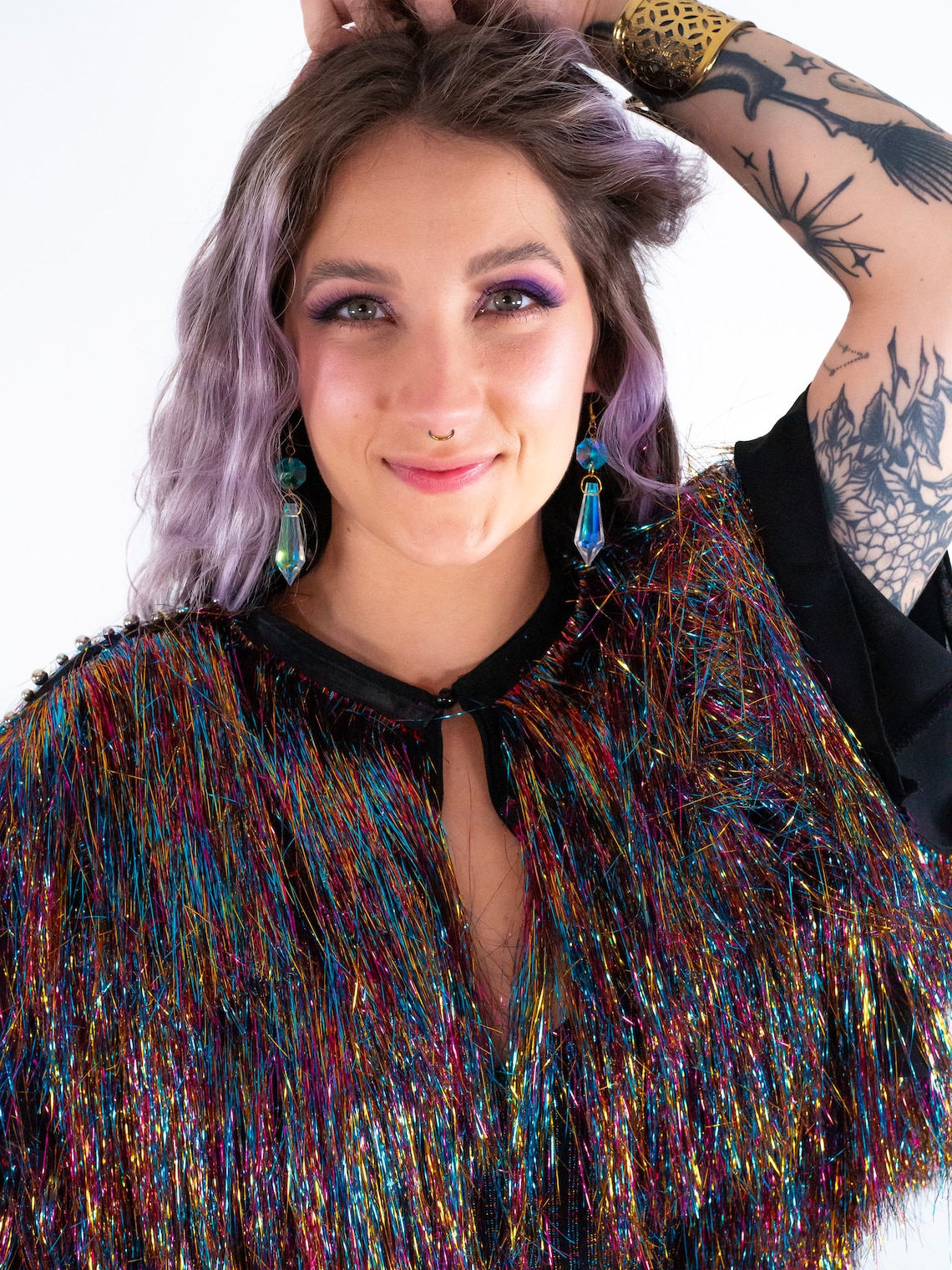 Rainbow Tinsel Fringe Studded Jacket Etsy Australia