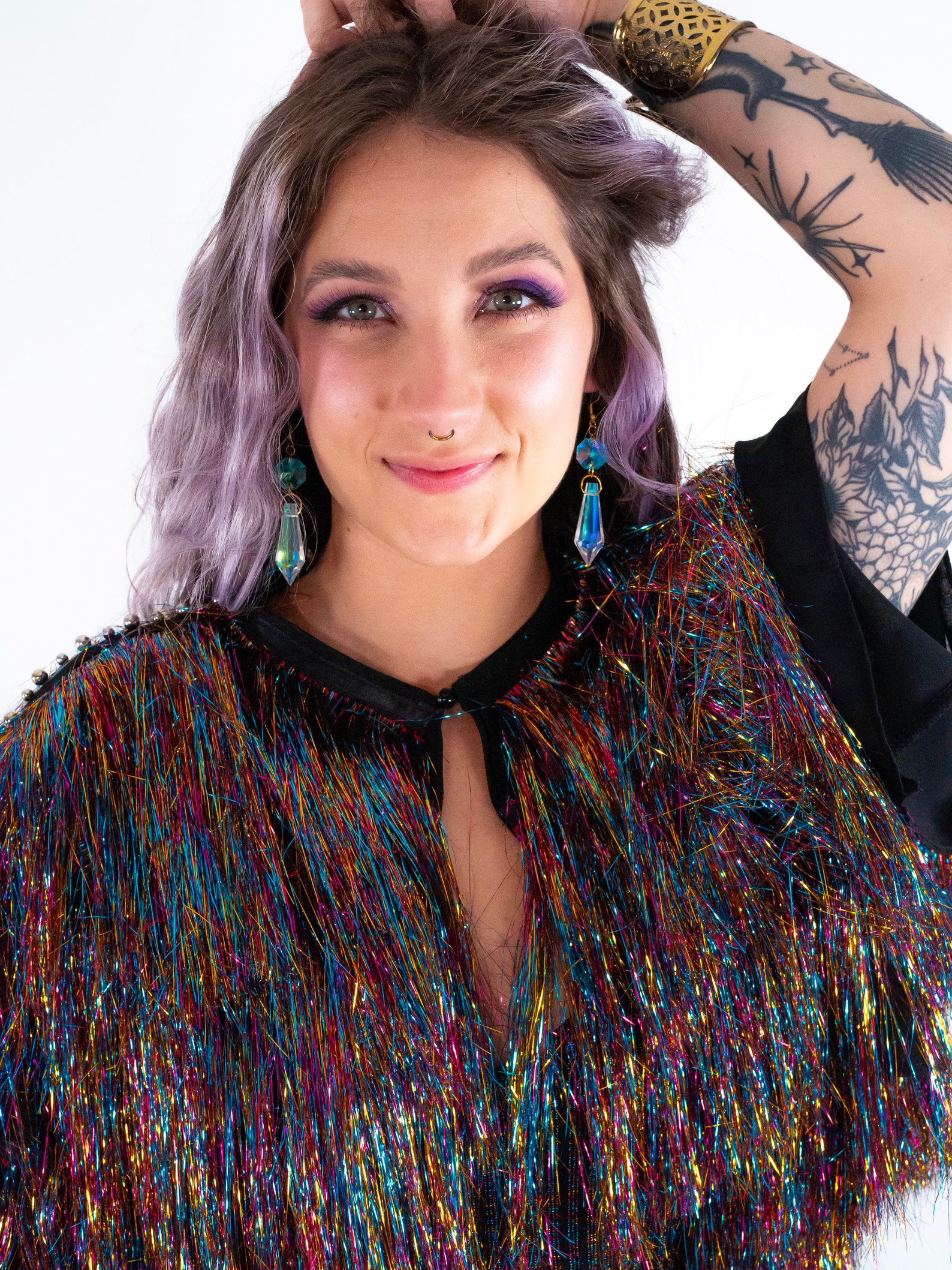 Rainbow Tinsel Fringe Studded Jacket Etsy Australia