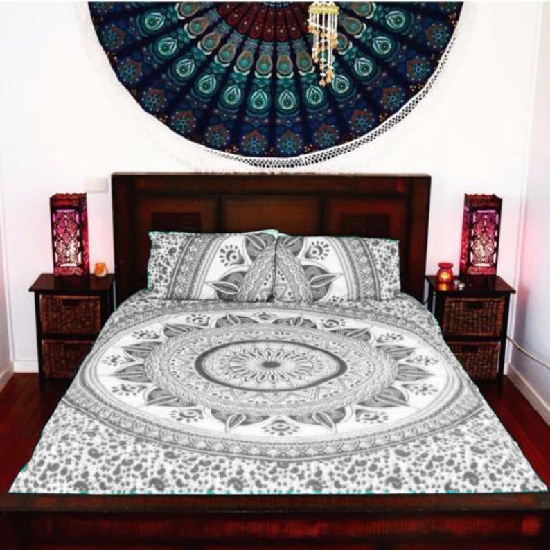 Indian Grey Ombre Mandala Duvet Cover Queen Size Indian Etsy