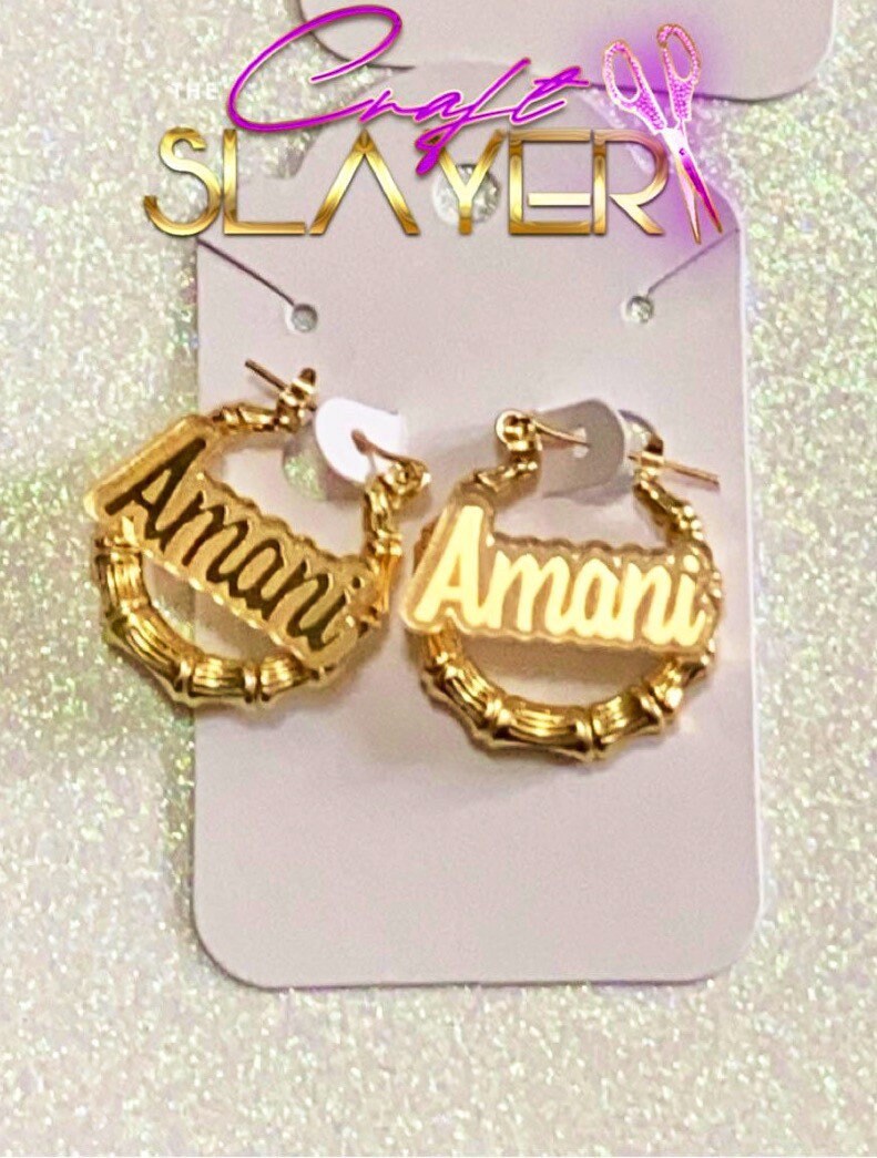 Custom Name Earrings/girls Nameplate 