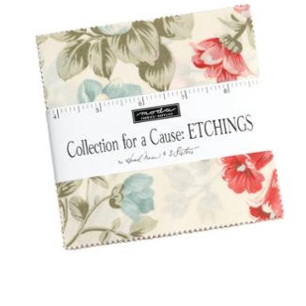 Collections for a Cause, Etching, 3 Sisters, Moda, Precut, Charm pack, 42 Pieces, Quilting, Sewing, Quilters gift, Parkinson Disease