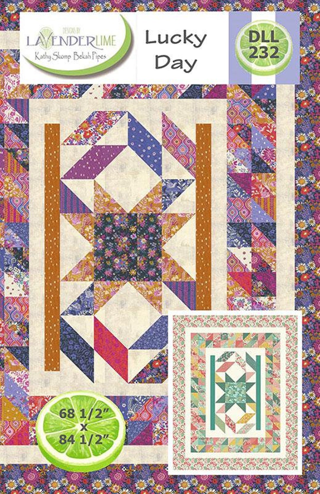 Lucky Day, Quilt Pattern, DLL 232, Lavender Lime, Layer Cake Friendly ...