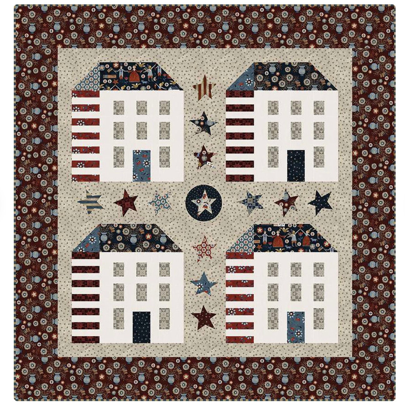 Folk Art America Quilt Pattern, FREE QUILT PATTERN, Sit n' Sew Fabrics