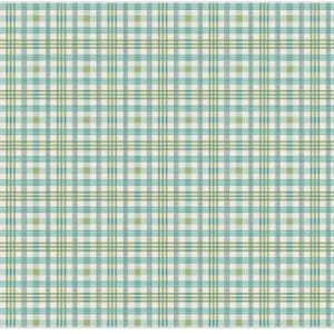 May include: A rectangular placemat with a plaid pattern. The design features a grid of intersecting lines in shades of blue, green, and cream. The overall aesthetic is a classic, casual style, suitable for a dining table.