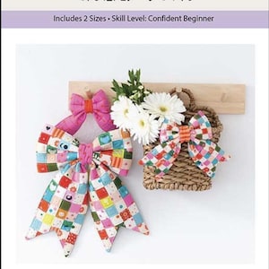 Mini Patchwork Quilted Bow, Brooklyn Dawn, Quilt Pattern, Quilters Gift, Shower Gift, Quilting, Sewing, Mini Bow, Micro Bow
