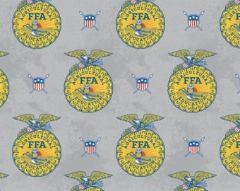 FFA Forever Blue, Refreshed, Emblems Gray, Riley Blake, 1 yd cuts, Quilters Stash, Quilters Gift, Quilting, Sewing, Farmer