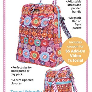 May include: A floral patterned mini backpack with adjustable straps and a padded handle. Features a magnetic flap on the front pocket and secure zippered closures. The text "Back At Ya 2.1" is at the top.