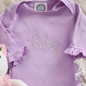 Monogrammed Baby Girl Gown - Coming Home Outfit - Baby Shower Gift - Personalized Baby Gown - New Mom Gift - Embroidered Baby Gown - Baby