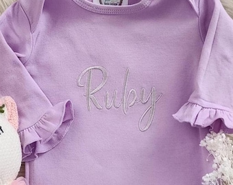 Monogrammed Baby Gown: Embroidered Cotton Coming Home Outfit