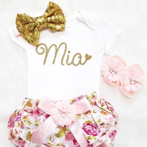 Elegant personalized coming home outfit, baby shower gift and hospital pretties
