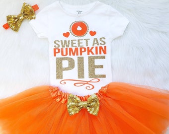 Sweet as Pumpkin Pie Thanksgiving Fall Outfit for Babygirl and Toddler Girl