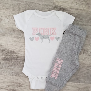 Love Pink baby outfit, baby girl outfit, toddler girl outfit, new baby gift, baby shower gift, baby girl clothing, baby girl clothes