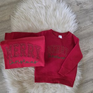 Glitter Chenille Patch Christmas Sweatshirt - Mommy and Me Embroidery