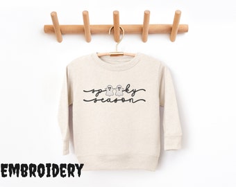 Kids Embroidered Ghost Halloween Sweatshirt, Spooky Season Shirt