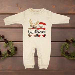 Monogrammed Baby Boy Christmas Pajamas - Baby&#39;s First Christmas - Gift For Baby Boy - Santa Clause Shirt- Personalized name shirt Boy