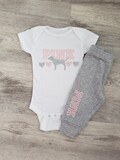 Love Pink baby outfit, baby girl outfit, toddler girl outfit, new baby gift, baby shower gift, baby girl clothing, baby girl clothes