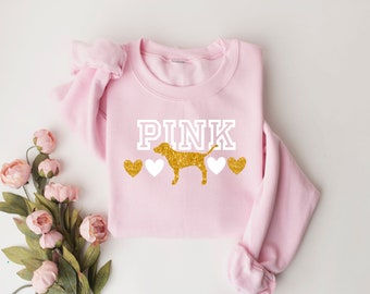 Toddler girls Love Pink Crewneck Hoodie, girls clothing, gift for girls, girls hoodie, toddler girls clothes, pink crewneck hoodie,