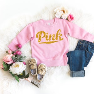 Girls Love Pink Crewneck Sweatshirt, Love Pink, Cute Girls Clothing, Girls Clothing, Pink Crewneck, Trendy Girls Clothing, Toddler Girl