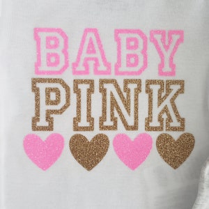 Baby pink inspired outfit, baby girl clothes, newborn girl clothes, baby girl outfit, clothing, pink and gold, bodysuit, baby, infant, gold image 6