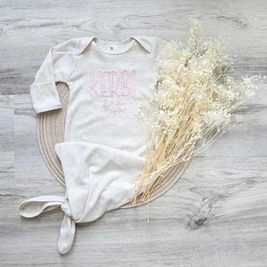 Embroidered Personalized Baby Girl Gown - Baby Girl Coming Home Outfit - Baby Shower Gift - Monogrammed Romper - baby girl gift personalize